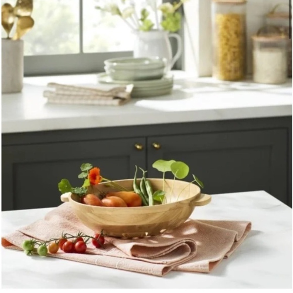 NWT Hearth & Hand with Magnolia 42oz Wooden Harvest Bowl Natural